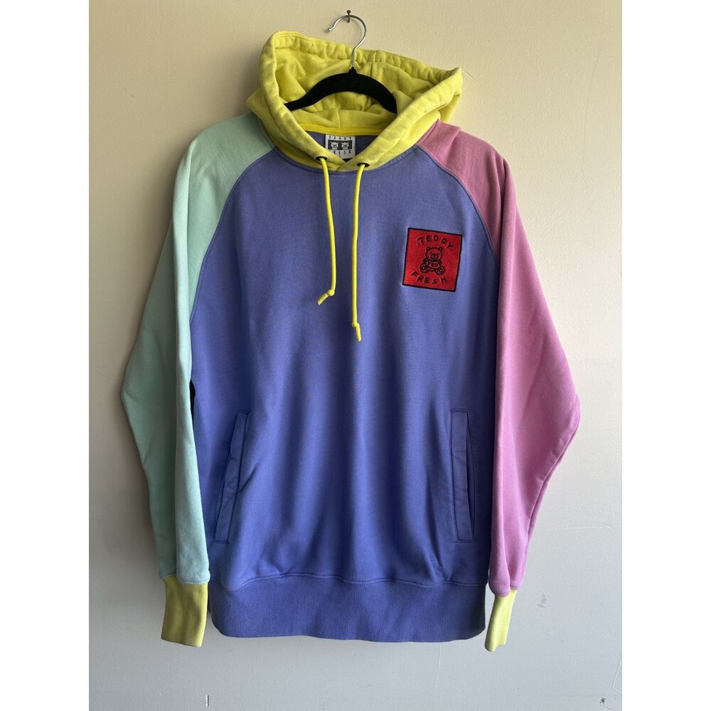 Teddy Fresh Colorblock Pastel Hoodie 100% Cotton Size Small